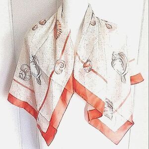Womens NWOT No Label Peach With Sea Life Square Scarf